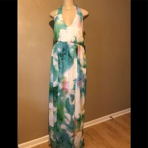 Bebe patterned sheer maxi green size 10 Polyester